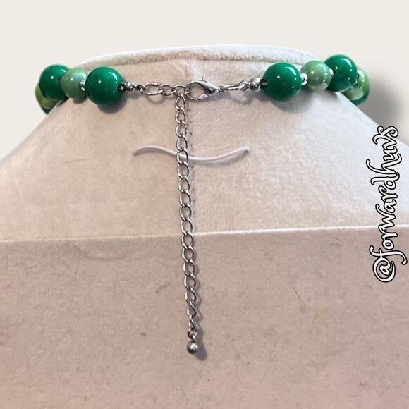Bundle Sale 3 for $15 | 16-Inch Green Bead Necklace - Silver Spacers - Picture 5 of 8